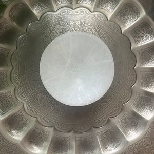 Large White Selenite Round Bowl